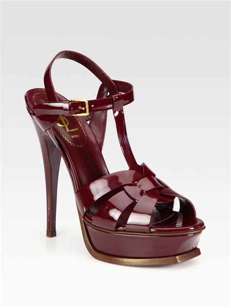 burgundy ysl heels|st laurent heeled shoes.